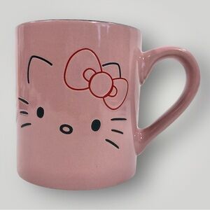 Sanrio Hello Kitty Pink Outline Face Wax Resist Ceramic Mug  Holds 14 Oz